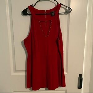 Red, studded Halter, barely worn. Peplum!